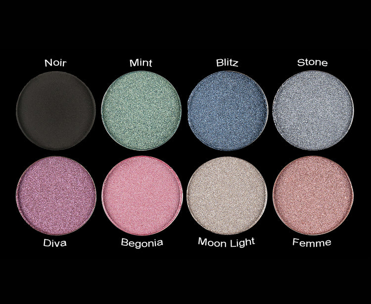 Eyeshadow Palette Starlight teo shop Παλέτα σκιών με 8 «ψυχρές» αποχρώσεις Μια επαγγελματική παλέτα σκιών η οποία περιλαμβάνει 7 shimmer χρωματιστές σκιές και 1 μαύρη matte.